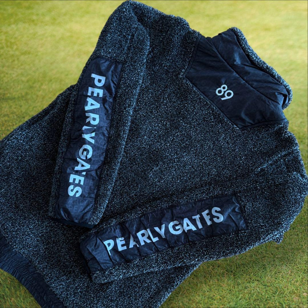 美品　パーリーゲイツ　フリース　ジャケット　ハーフジップ　グレー　黒　M〜L相当