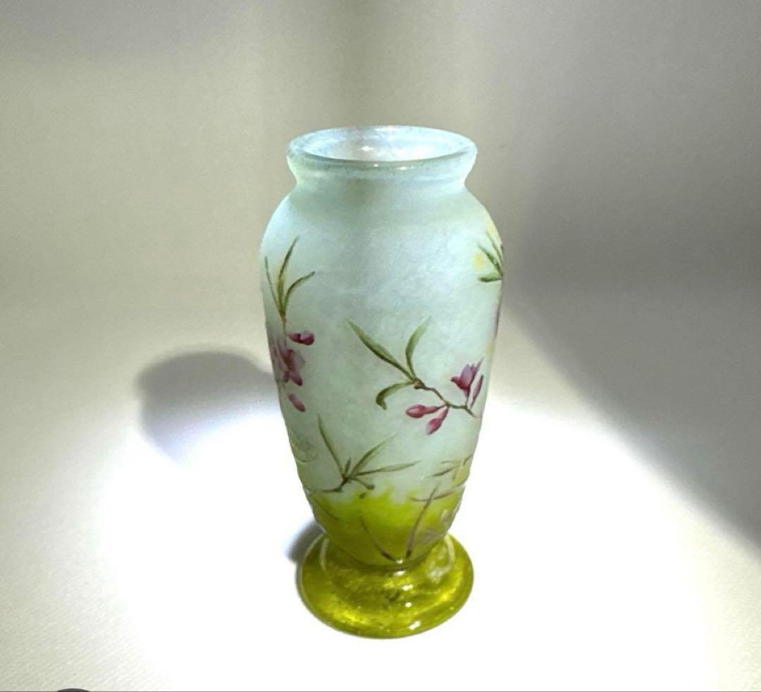 ★アンティークドーム 【 Daum 】★沈丁花文★花瓶★10.1 ㎝