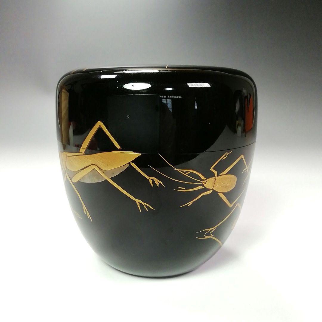 Ｓ２６０棗『虫蒔絵』『塗師小島漆壺斎作』『底部在銘』共箱茶道具