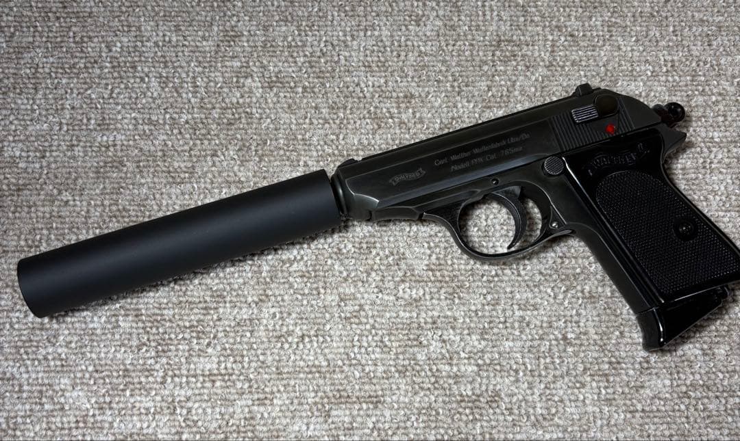 マルシンHWモデルガンワルサーPPKサイレンサー、レアグリップ付Ｊボンドイメージ