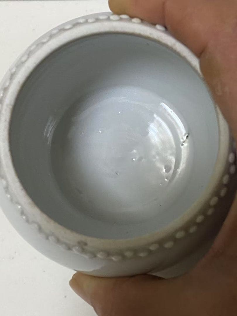 中国美術 德化窯 白磁寿桃鈕雙獅耳鼓釘茶叶罐 蓋物 陶器 清代古玩 唐物 骨董品