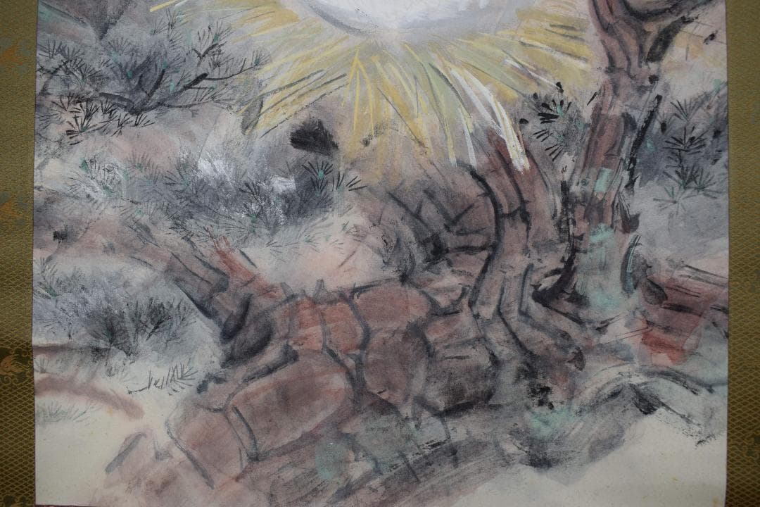 【真作】山口吉旺/松上双鶴図/巣籠図/掛軸☆宝船☆Y-173　JM