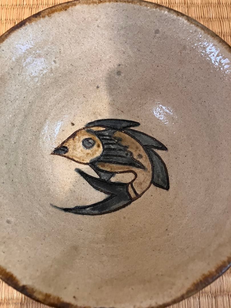 金城次郎　魚紋マカイ　5寸　壺屋時代作品　民藝　やちむん