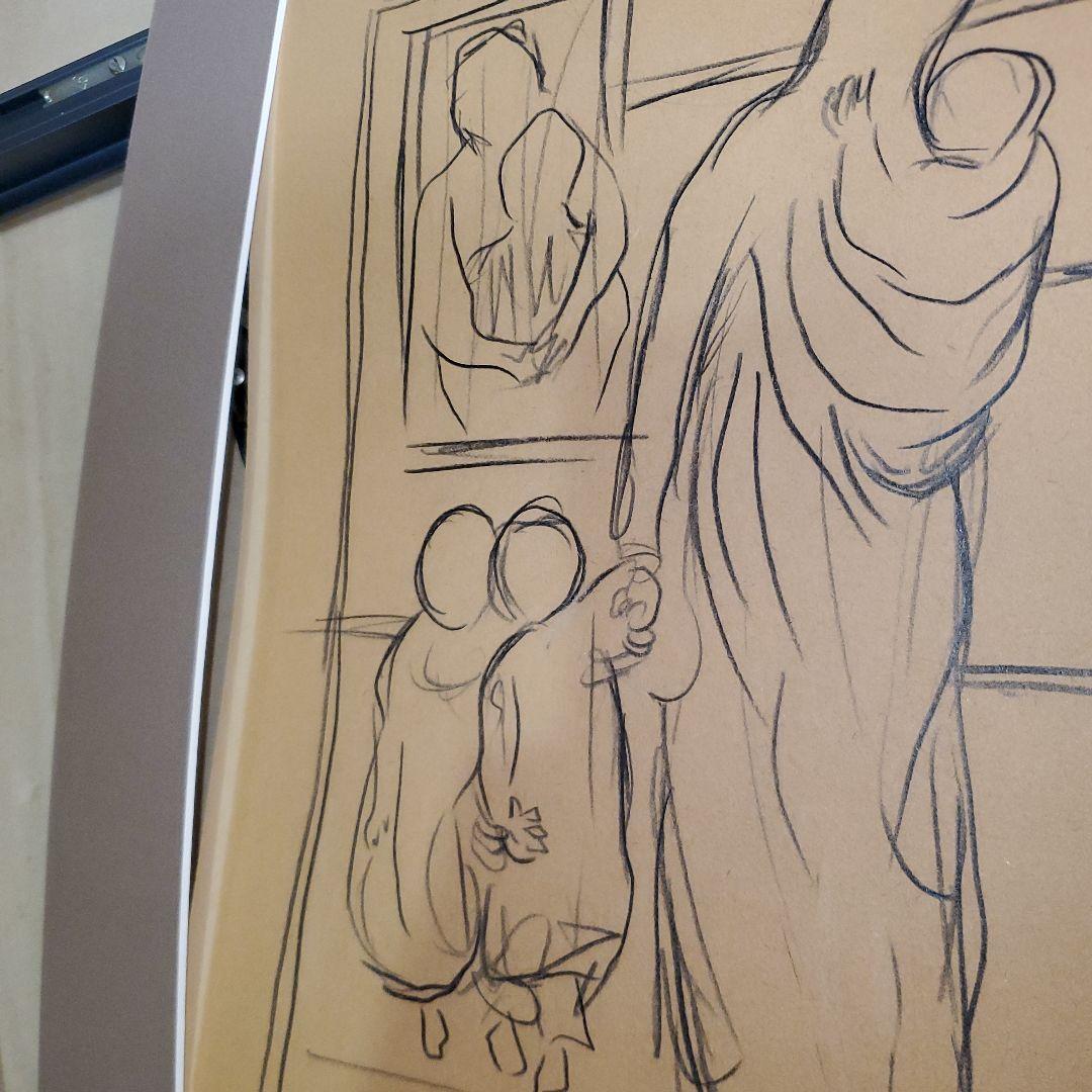 パブロピカソ 、鉛筆画 、母と子 サインあり、原画、デッサン、一点物