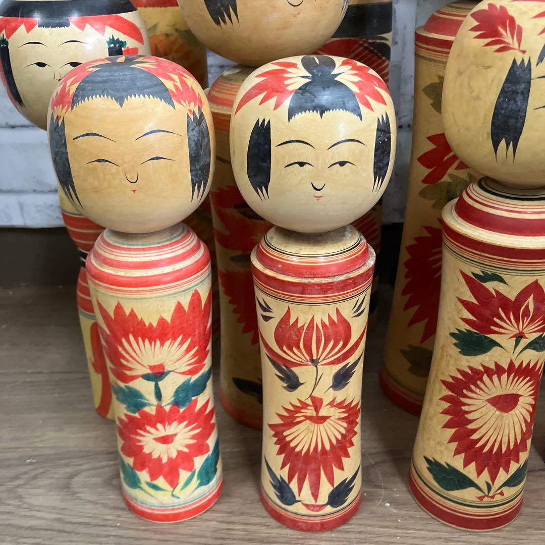 D-3 昭和レトロ 木製 こけし 小芥子 16体セット まとめ売り 日本人形