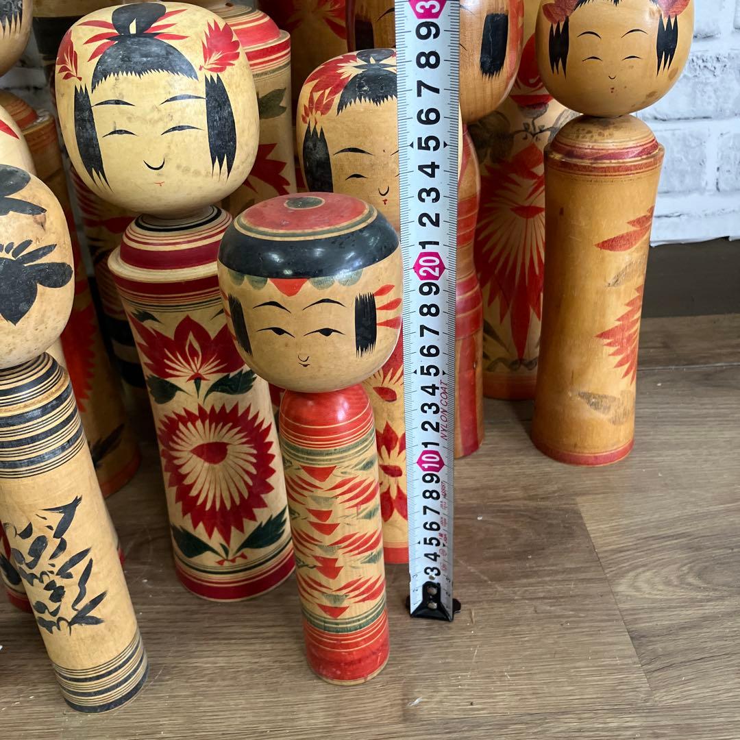 D-3 昭和レトロ 木製 こけし 小芥子 16体セット まとめ売り 日本人形