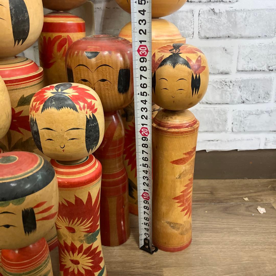 D-3 昭和レトロ 木製 こけし 小芥子 16体セット まとめ売り 日本人形