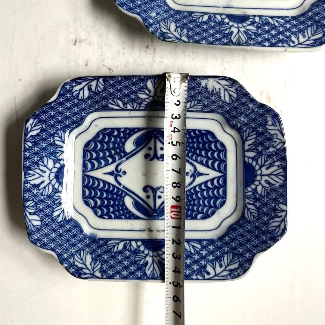 【k.様リクエスト】492 骨董 アンティーク 変形長四角皿 2点