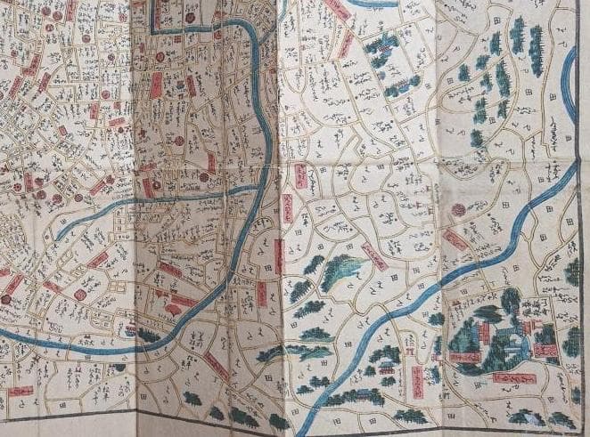 16　天保改正御江戸大絵図　弘化2年改正　高井蘭山　岡田屋嘉七　木版色摺