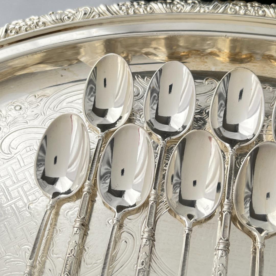 【SFAM】 ロシア様式のデミタススプーン 12本組 仏蘭西 10cm ケース