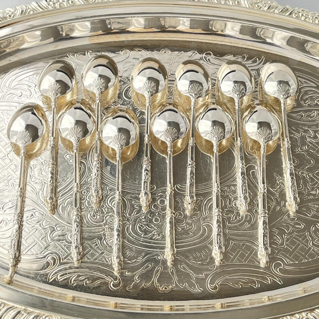 【SFAM】 ロシア様式のデミタススプーン 12本組 仏蘭西 10cm ケース