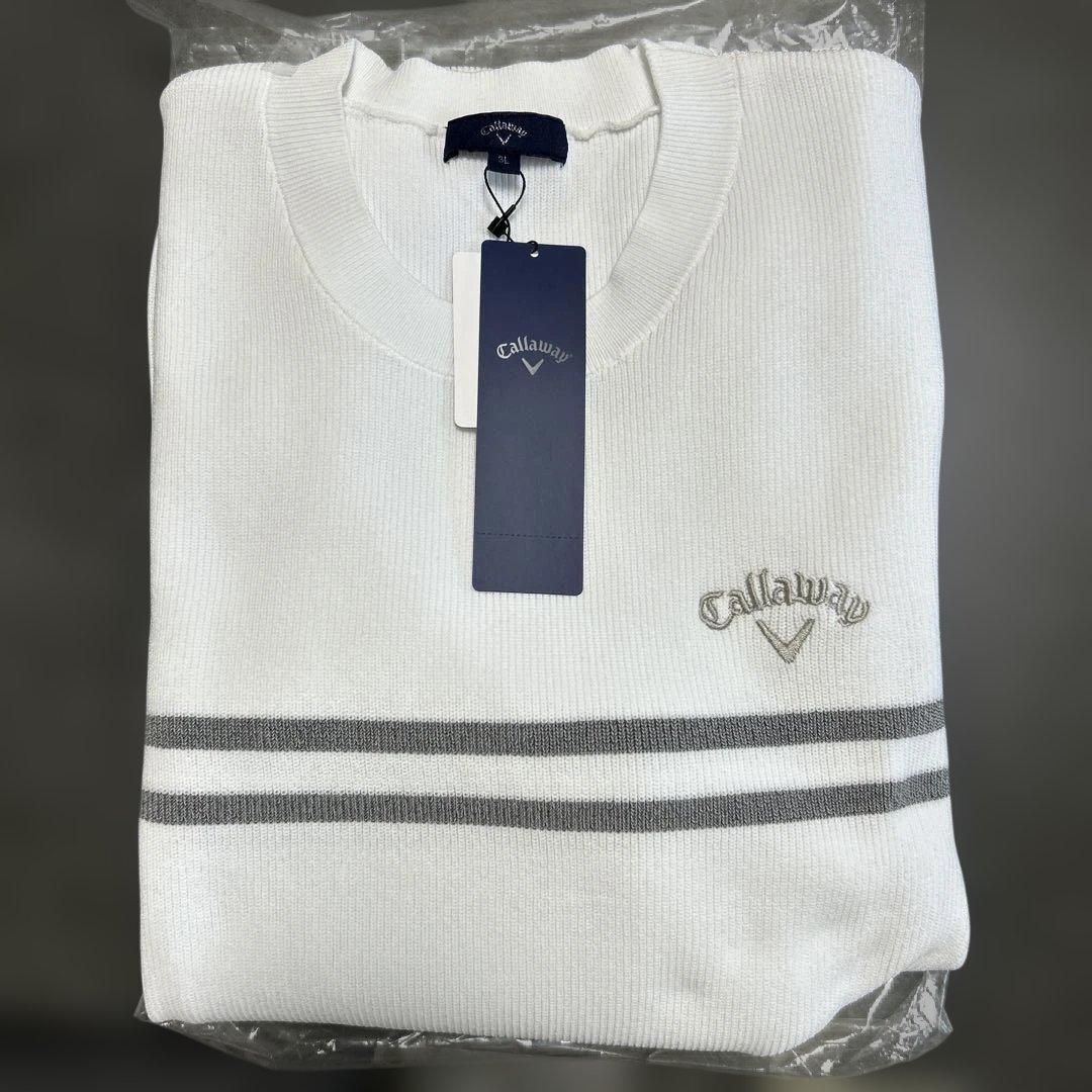 お値下げしました【新品未使用】Callaway ホワイト ストライプ ベスト