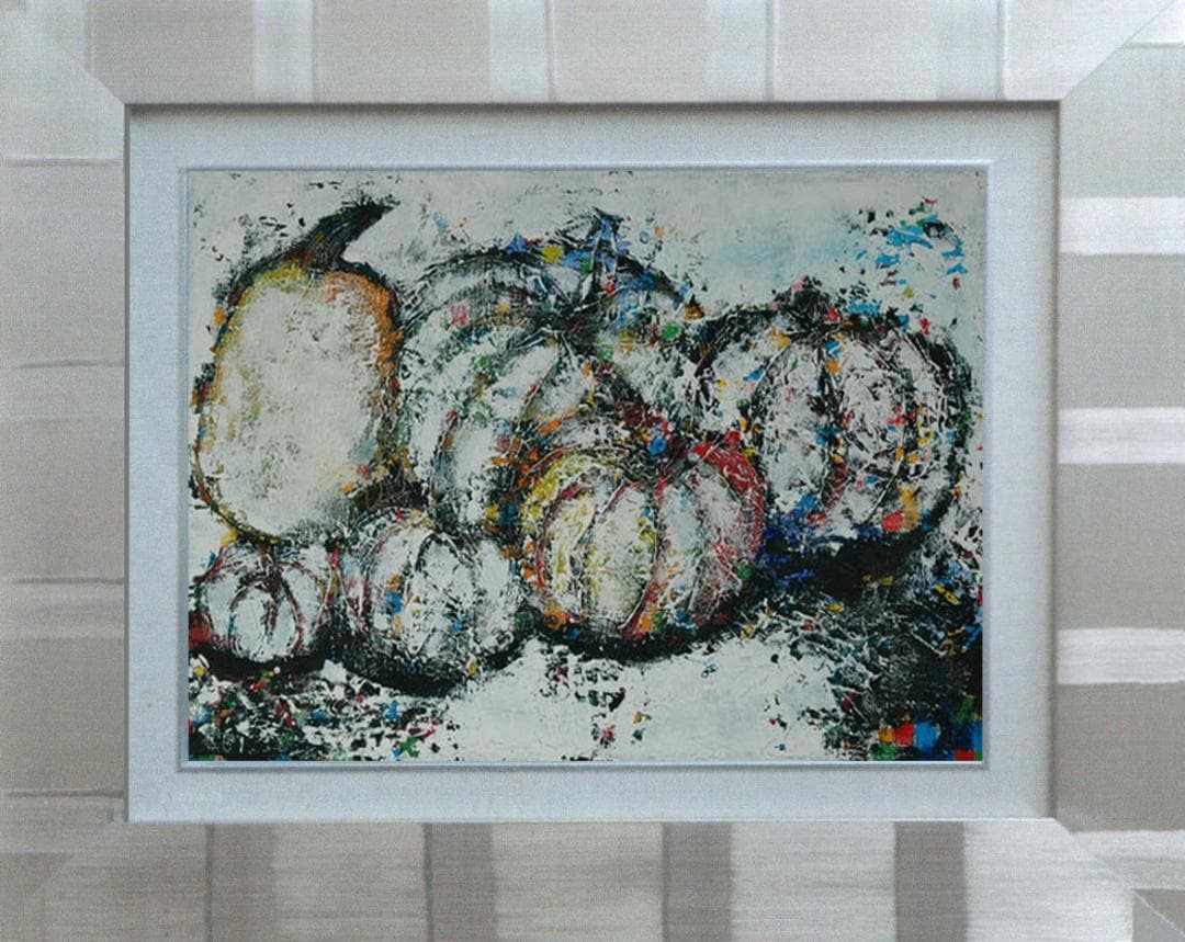 油絵 菅家令子 絵 絵画 インテリア uF6-030114 静物 かぼちゃ