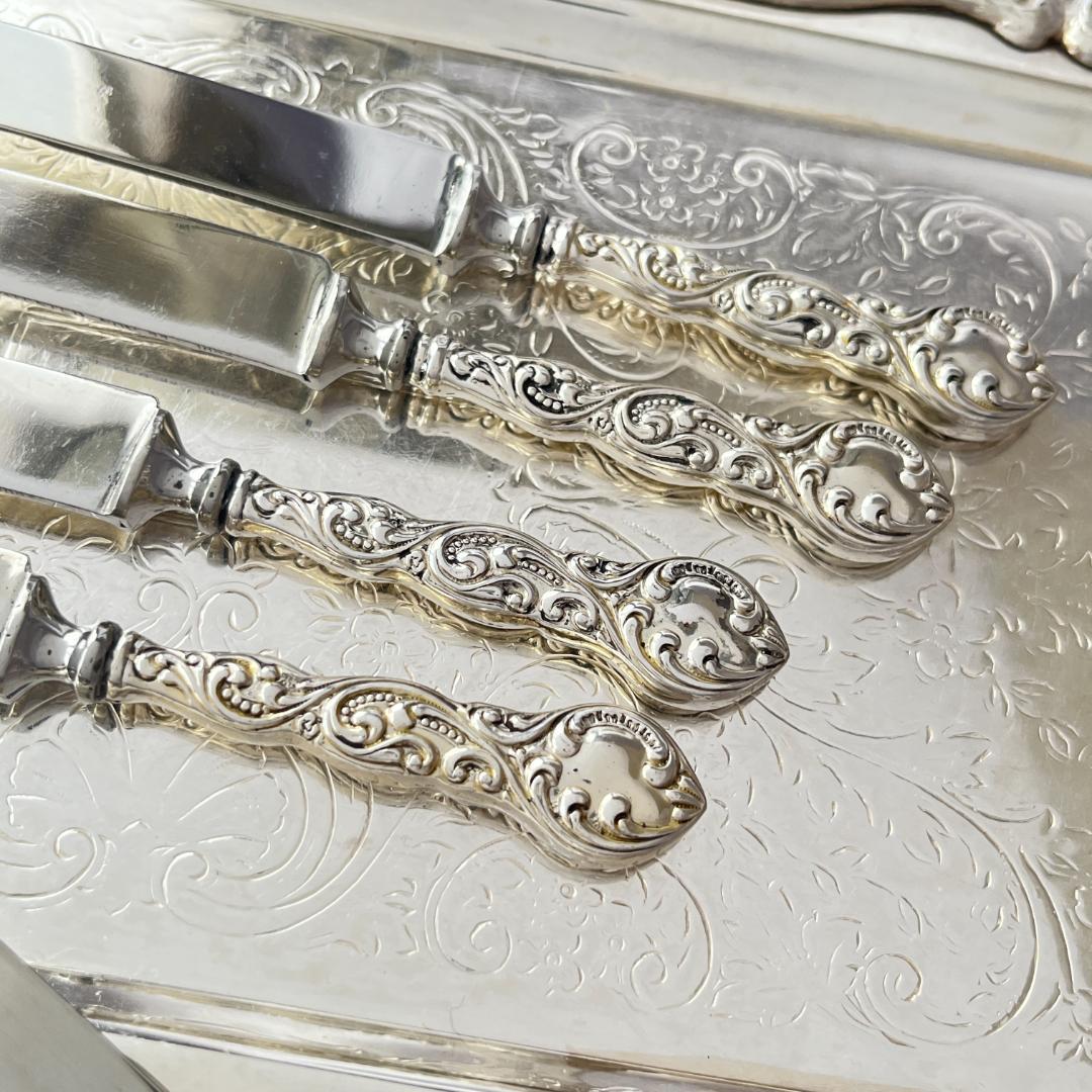 デコラティブなミニナイフ/バターナイフ 6本【シルバープレート】