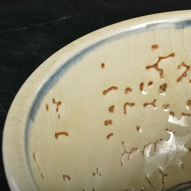 九谷焼　古九谷　染付　神獣文　鉢　時代箱付　V　R7217