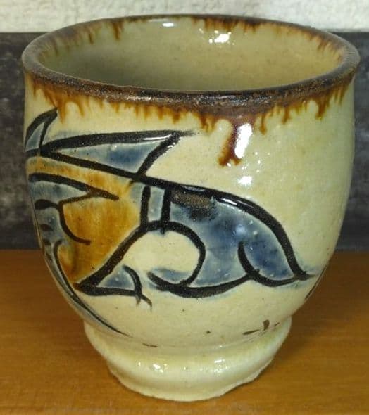 人間国宝 金城次郎 壷屋焼湯呑 栞 共箱 美品 壺屋焼 やちむん 明るい焼き上り