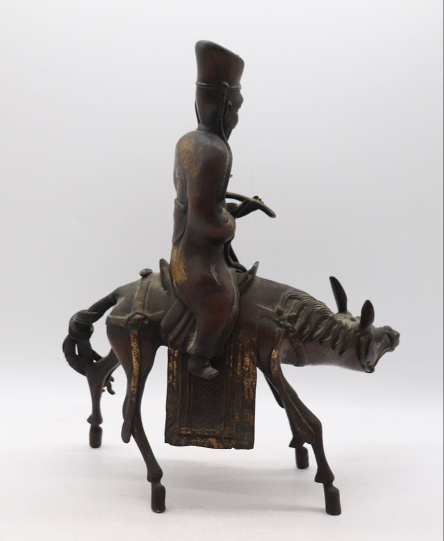 古銅　人物像　溜金　文人像　高さ約30.5cm 送料込み260121