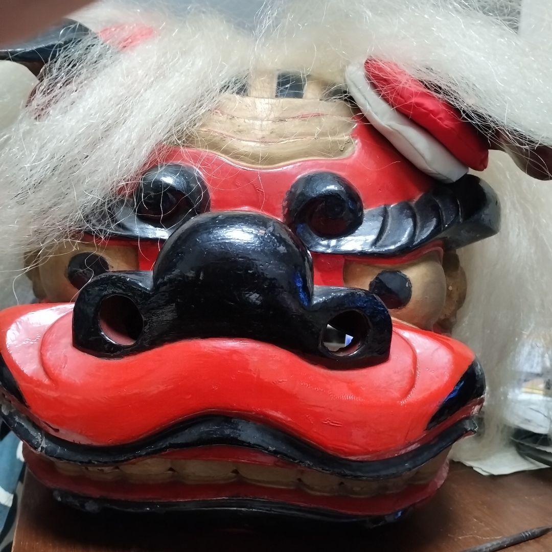 本物　常陸国　木製獅子頭　ビンテージ