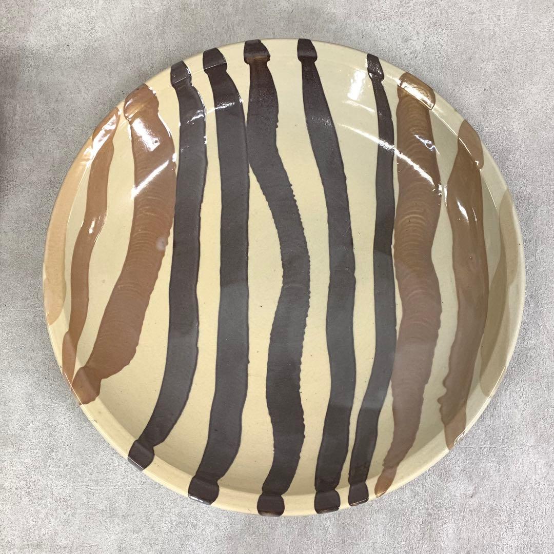 大皿 直径 45.4cm ! 飾り皿 線 布志名焼 アンティーク 昭和レトロ ⑨