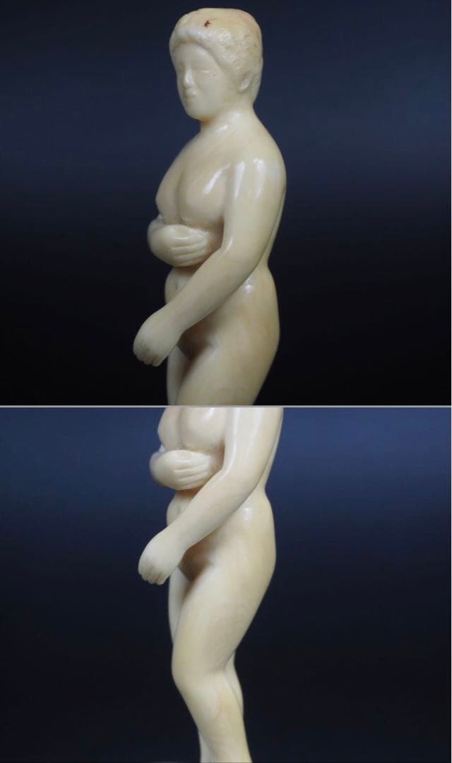 送料無料　レア物　マッコウクジラ　抹香鯨　鯨歯彫刻２体