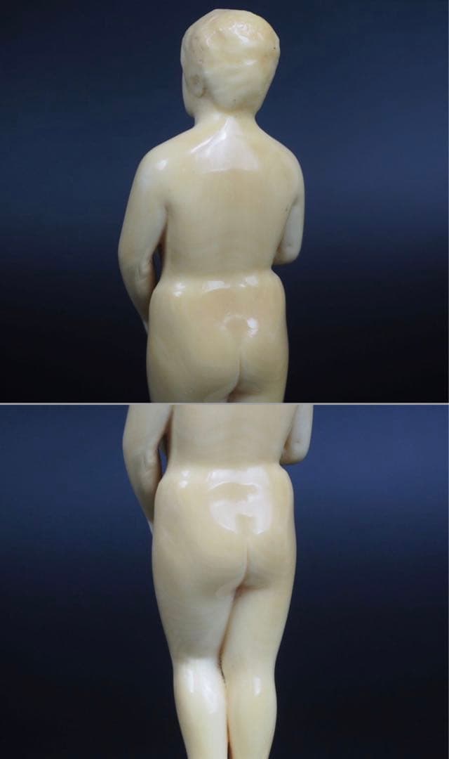 送料無料　レア物　マッコウクジラ　抹香鯨　鯨歯彫刻２体