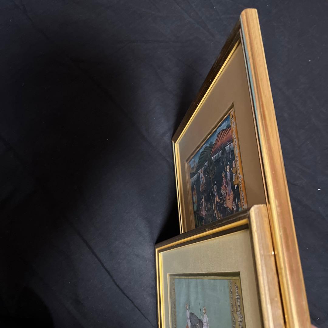 高級インド　2点セット　ミニアチュール　細密画