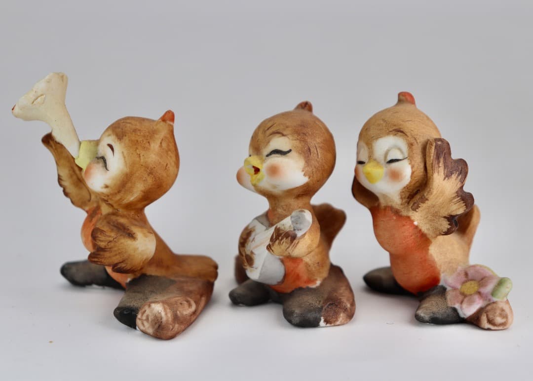 陶器製ジョセフ（ヨセフ・オリジナル）小さな可愛い小鳥の置物 6体セット