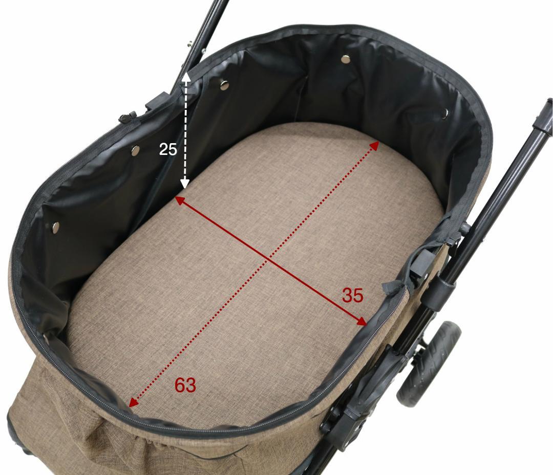 多頭用耐荷重30kg！ココハート ４輪ペットカート/甘えん坊バギーBIG 黒