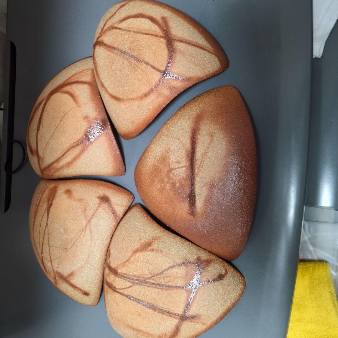 備前焼作家　山下譲治　緋襷の皿　5枚組