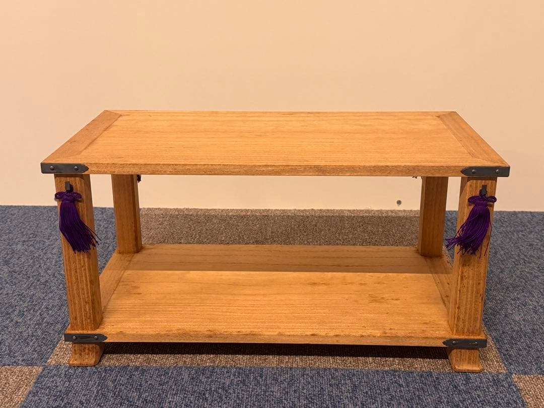 塗師 長谷川祐斎 作 冠基 房飾 共箱 木製 花台 二段