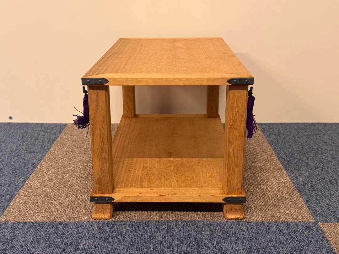 塗師 長谷川祐斎 作 冠基 房飾 共箱 木製 花台 二段