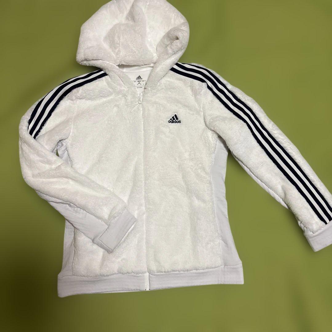 アディダス ふわふわあったか可愛いいゴルフウェア ボアフリースセットアップ　M