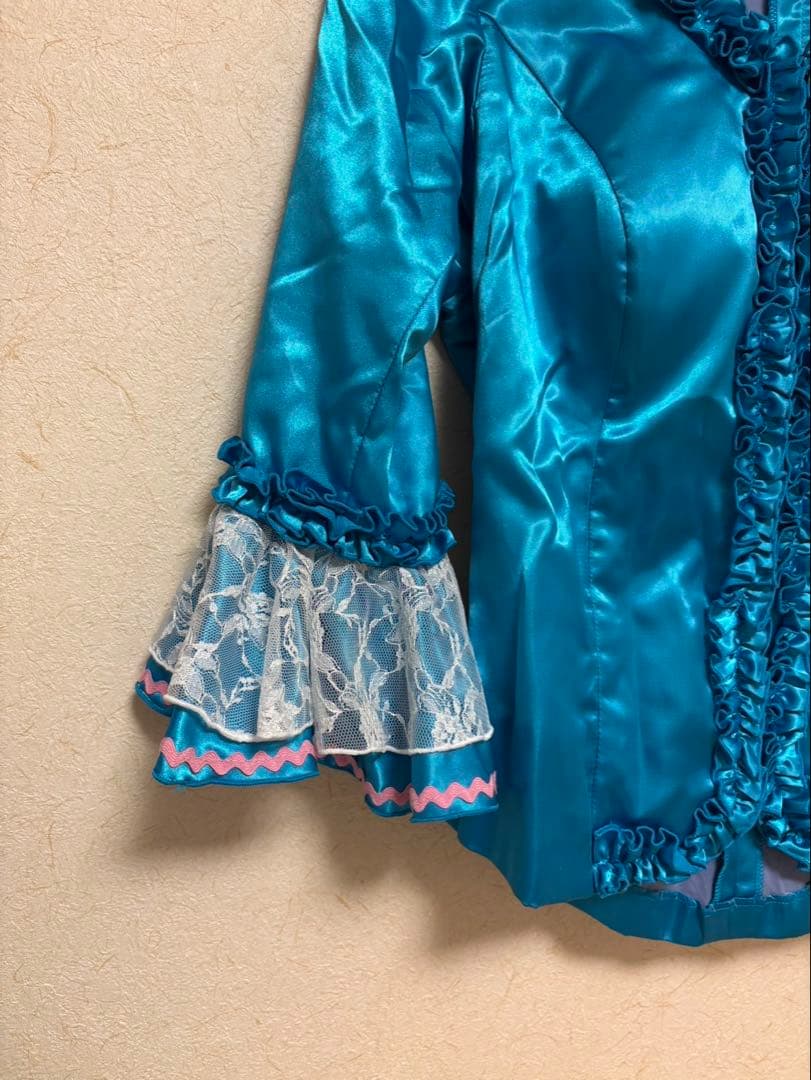 フラメンコドレス 青 サテン