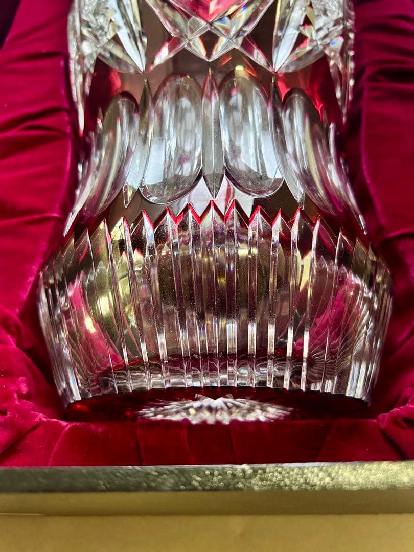 ドイツLAUSITZER ラウジッツァー ハンドカット赤披 クリスタルガラス花瓶