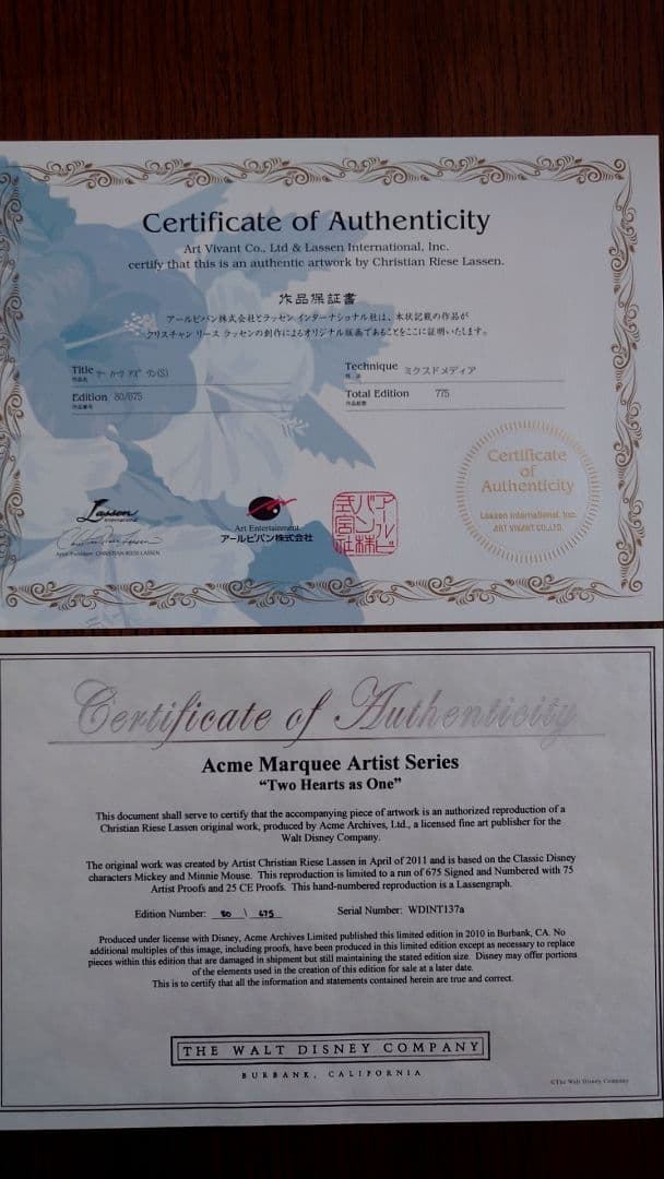 クリスチャン・ラッセン　ミッキー　ミニー　アズワン