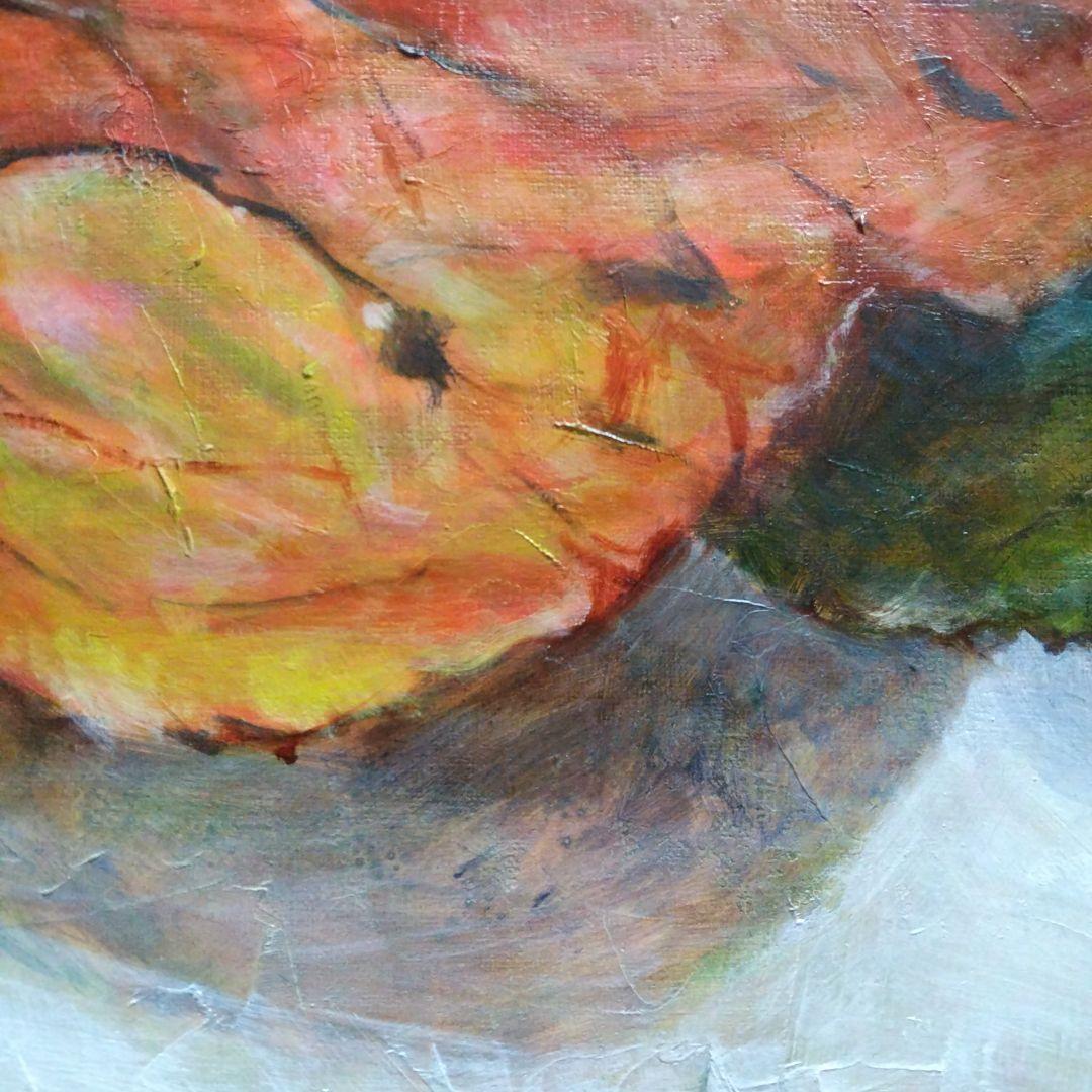 落ち葉をダイナミックに画面いっぱいF１２号。保田三友紀の油絵額縁なし。大幅値下げ