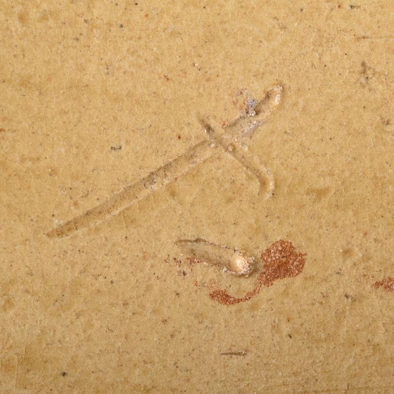 和食器　りんどう窯　小松幸代作　黄瀬戸　草文　長方皿　五客　共箱　D　R8175