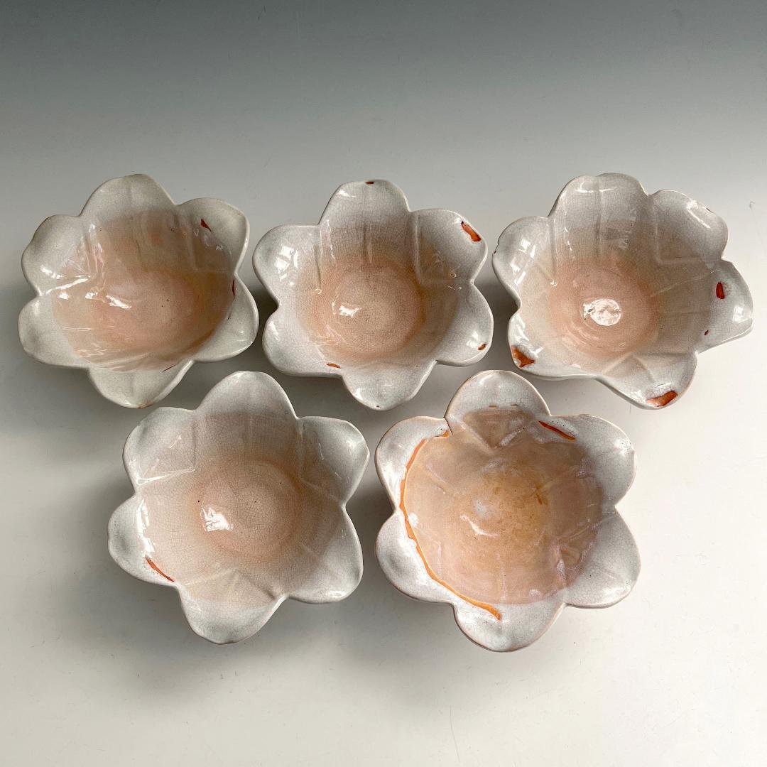 タ*カ様 萩焼 11客 菓子鉢 萩 輪花 百合花形向付 皿 茶道具 煎茶