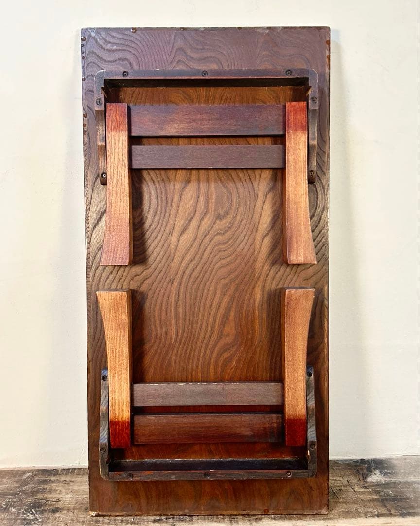 昭和中期 昭和レトロ ちゃぶ台 文机 木製 古家具 折りたたみ スプリング構造