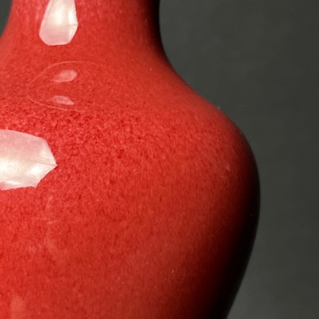 唐物 辰砂 観音瓶 大清康煕年製 款 中国美術 古玩 SN778