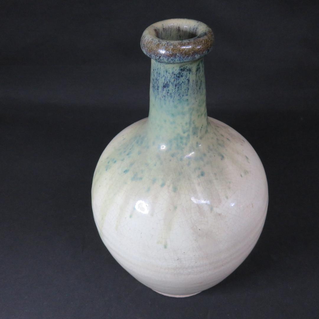 大徳利 笠間 益子 民藝 時代物 フラワーベース 花器 流釉