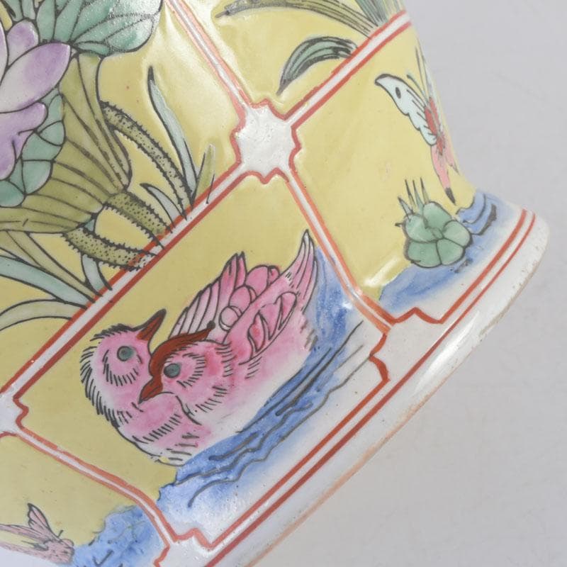 中国　粉彩　花草鳥文瓶　花瓶　V　9820A