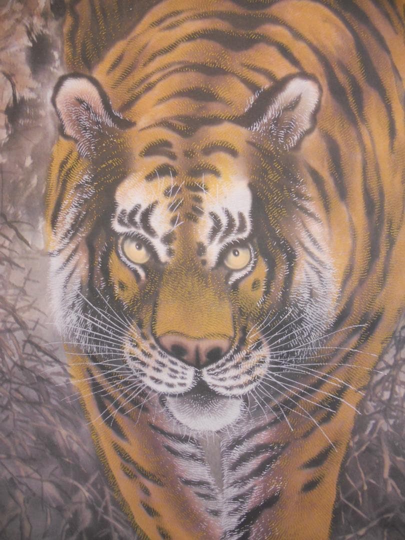 掛け軸 一鳳 猛虎 絹本 希少 軸装 茶道具 掛軸 美品 です。