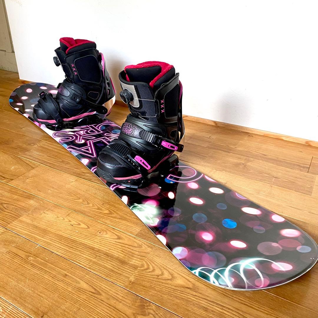 レディース スノボ4点セット ボード 144cm ブーツ 25cm バイン 袋