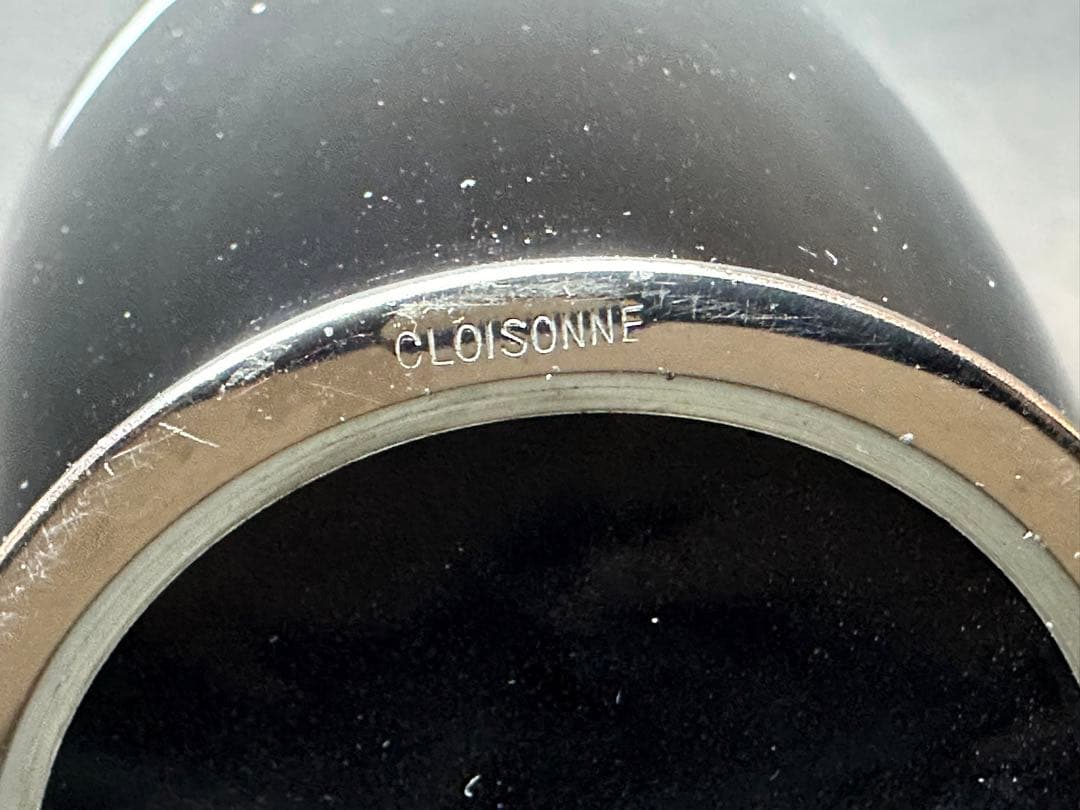 尾張七宝名工 七宝焼鶴文花瓶共箱 美品 服部良三作　アンティーク　コレクション