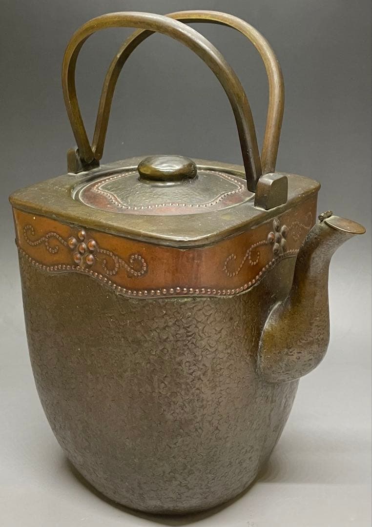 金工師　金屋五郎三郎　注水　薬缶　口蓋付　銅製　茶道具　N773