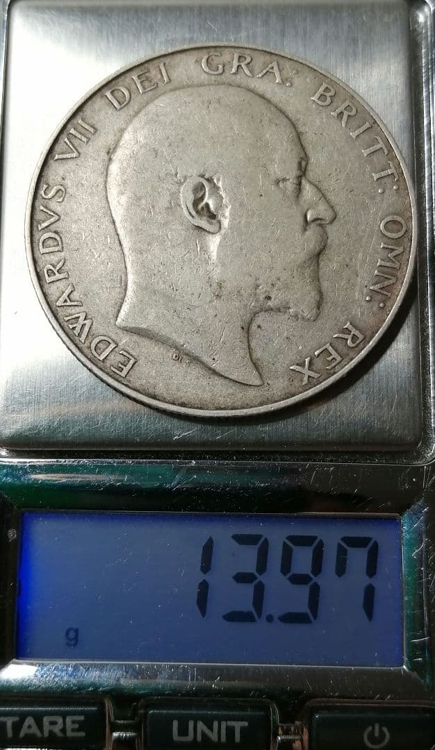 1909年英国半クラウン銀貨。