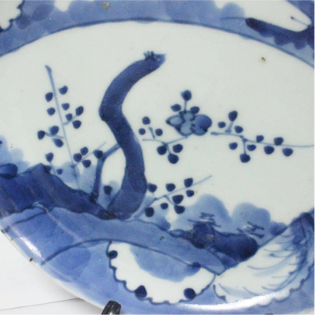 染付扇梅文皿 江戸前期 古伊万里