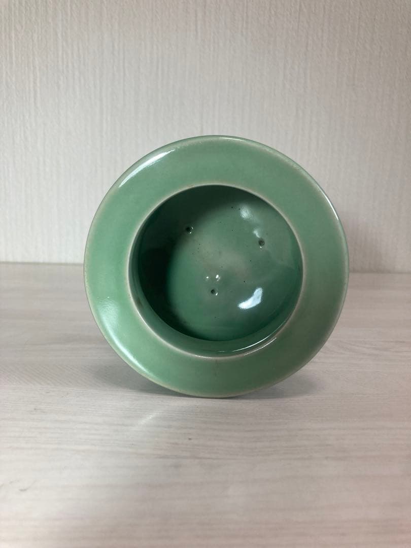 諏訪蘇山 青瓷 袴腰 香炉 純銀蓋透彫 三足 香爐 箱なし　青磁