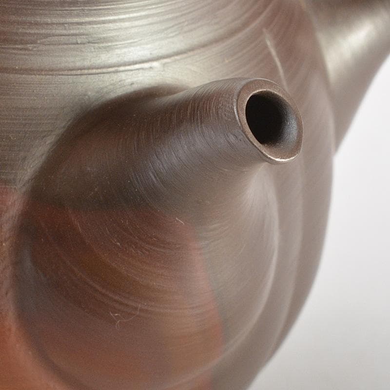 茶道具　萬古焼　清水洋造　横手急須　茶壷　共布共箱　V　6427